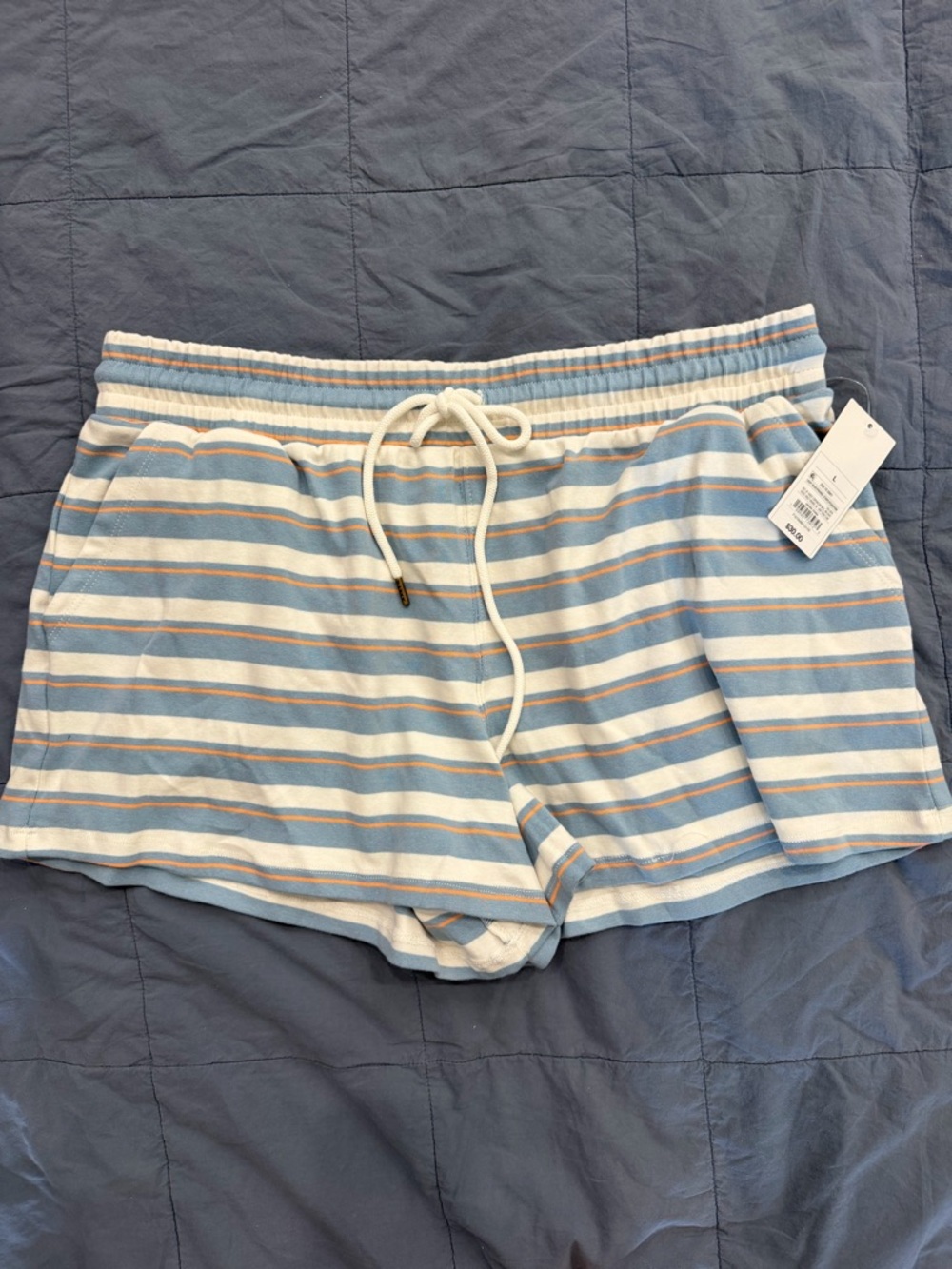 Parke Striped Drawstring Lounge Shorts - Blue & White